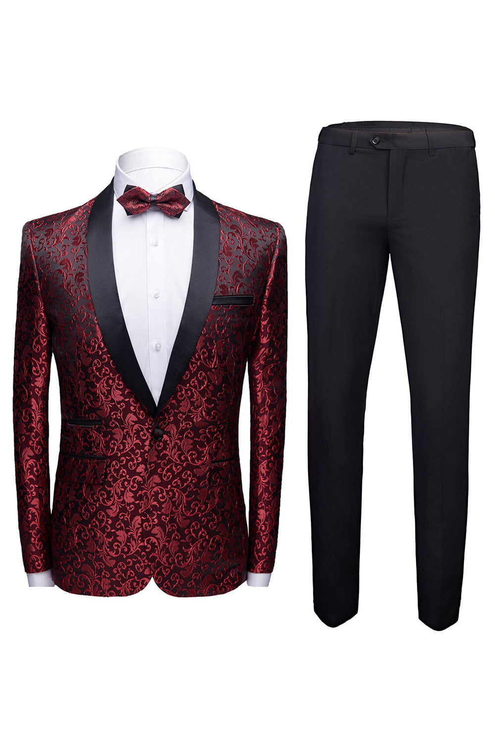 Noir 2 Pièces Jacquard Costumes de Mariage Homme