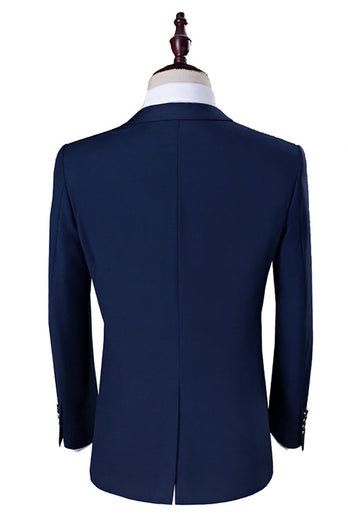 Bleu Marine 3 Pièces Slim Fit Casual Tuxedo Suits