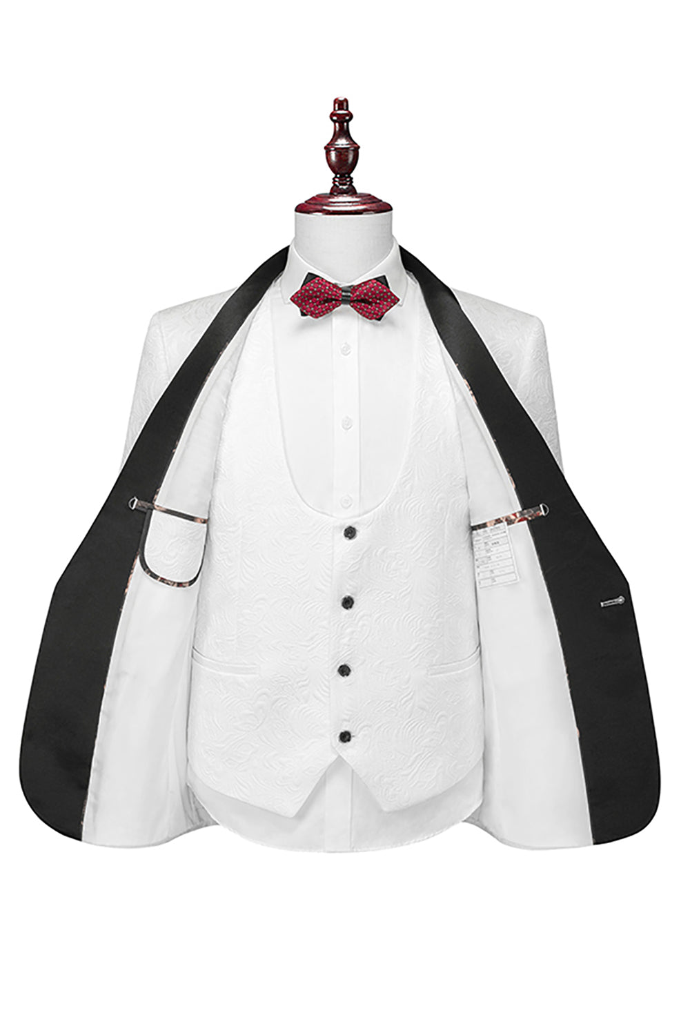 Shawl Lapel Costumes trois pièces blancs pour hommes