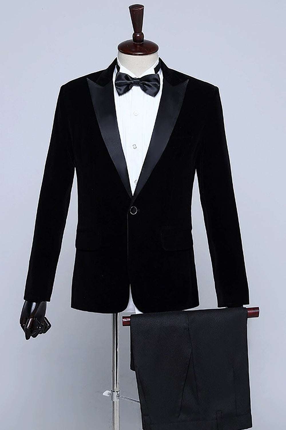 Blazer de smoking en velours noir pour hommes