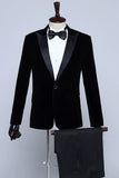 Blazer de smoking en velours noir pour hommes