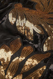 Noir et Or Jacquard Sequins Costumes de bal 2 pièces pour hommes