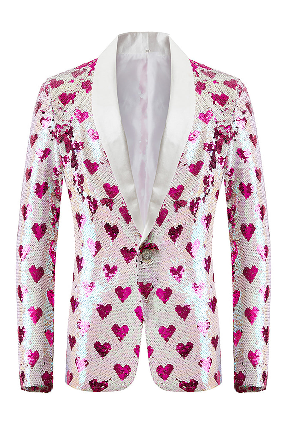 Paillettes roses Shawl Lapel Blazer Homme