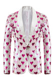 Paillettes roses Shawl Lapel Blazer Homme