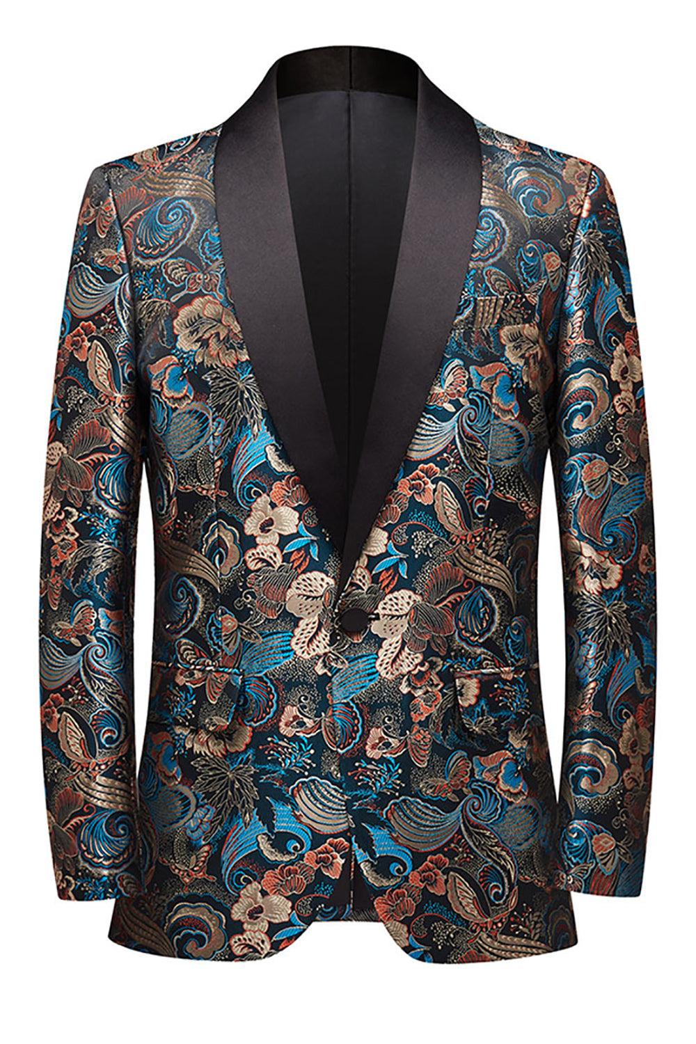 Floral Shawl Lapel Blazer Homme