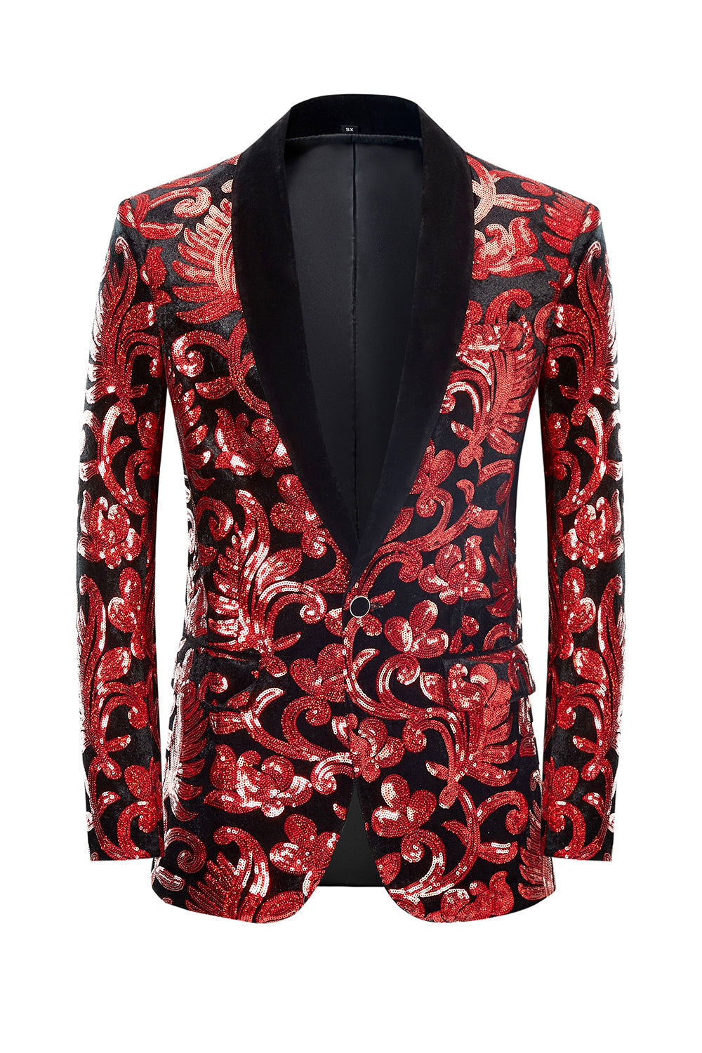 Paillettes rouges Motif floral Hommes 2 pièces Costumes