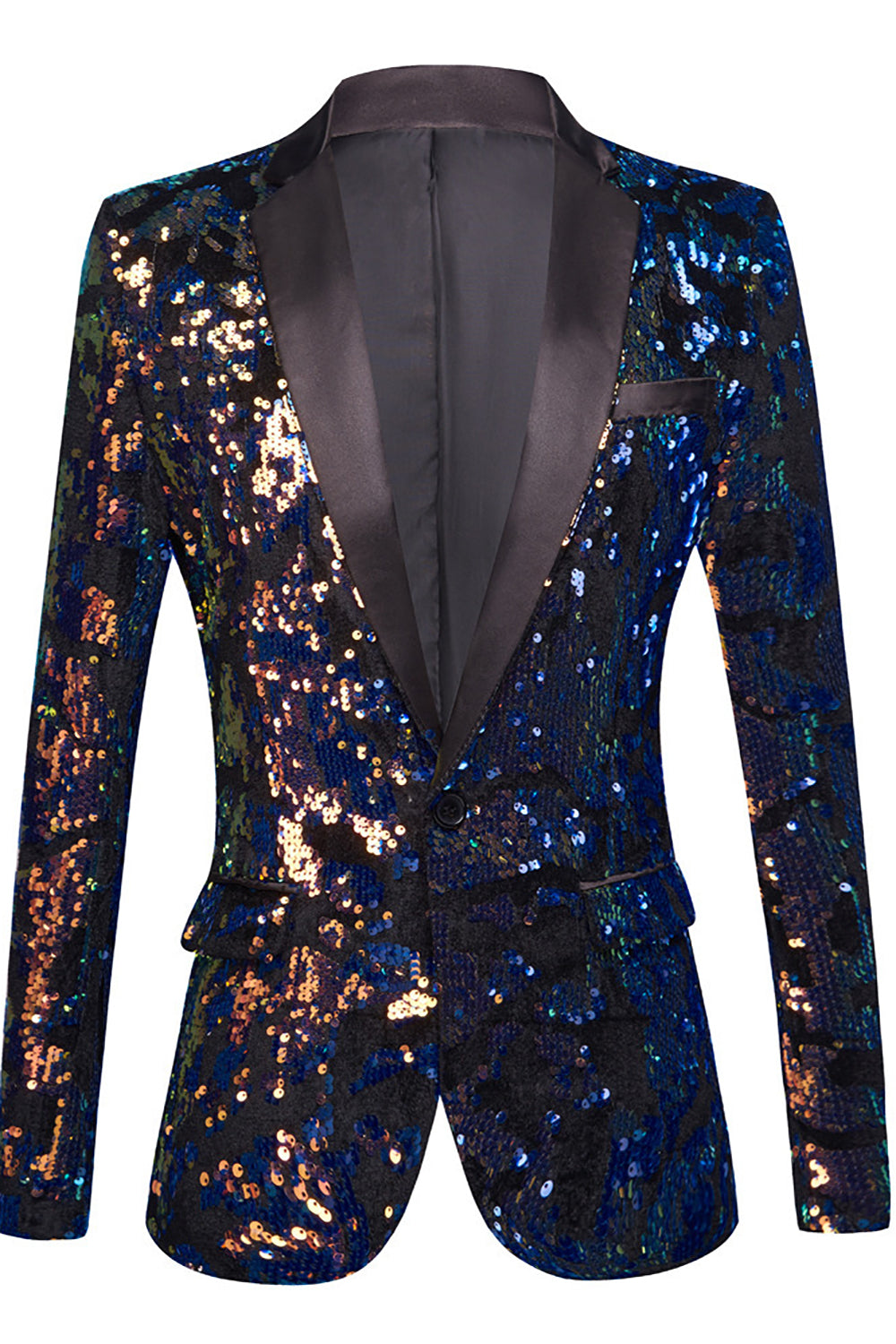 Bleu foncé scintillant Sequins Blazer Pour Homme