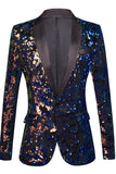 Bleu foncé scintillant Sequins Blazer Pour Homme