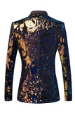 Bleu foncé scintillant Sequins Blazer Pour Homme