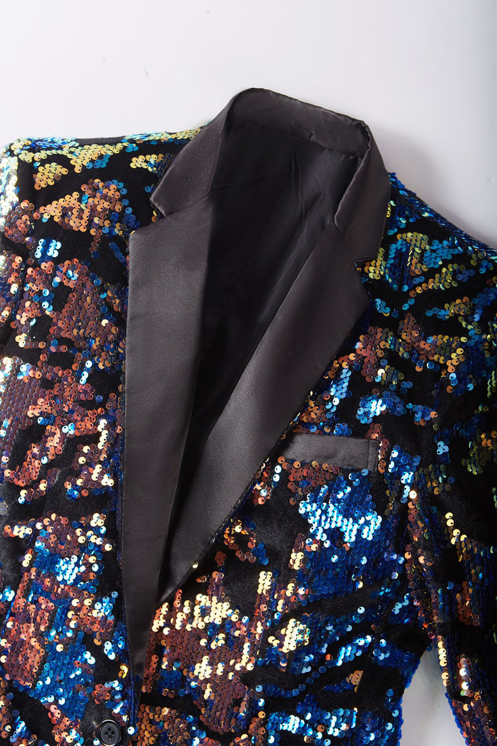 Bleu foncé scintillant Sequins Blazer Pour Homme