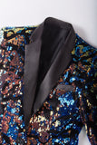 Bleu foncé scintillant Sequins Blazer Pour Homme