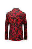 Revers rouge cranté Jacquard Prom Blazer