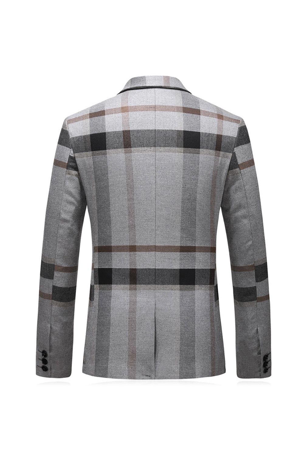 Grey Stripe Notched Lapel Homme 3 Pièces Costumes