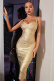 Robe de cocktail Bodycon sans manches en or