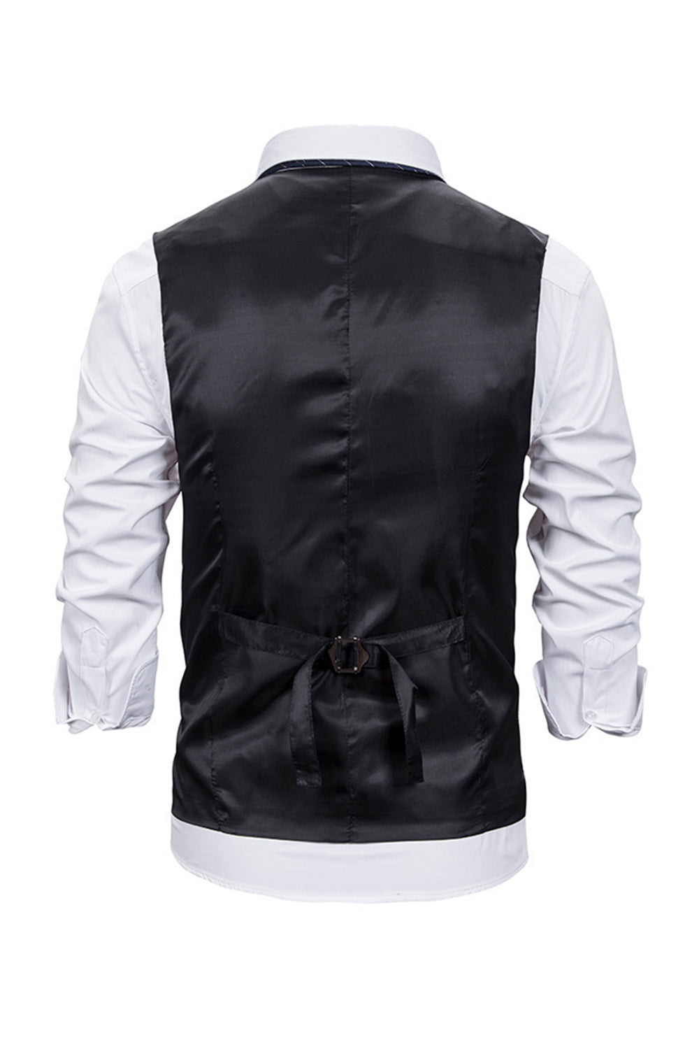 V Neck Single Breasted Homme Gris Casual Vest