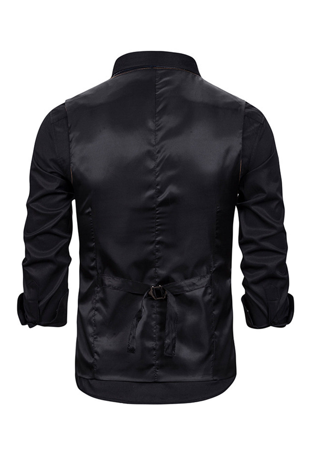 V Neck Single Breasted Homme Gris Casual Vest