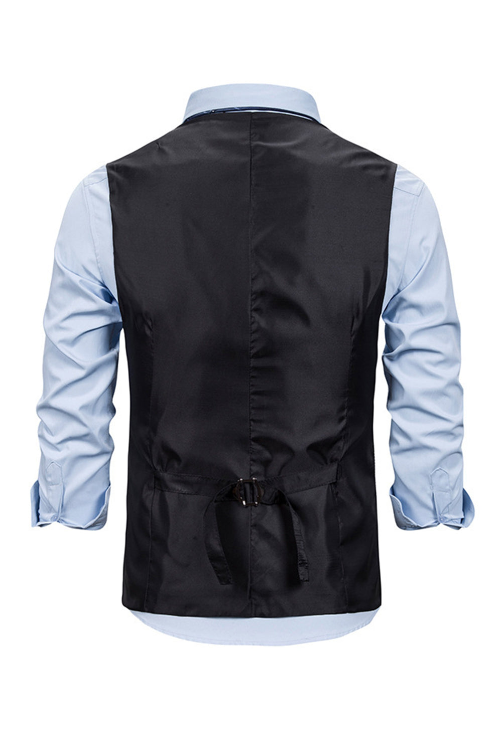 V Neck Single Breasted Homme Gris Casual Vest