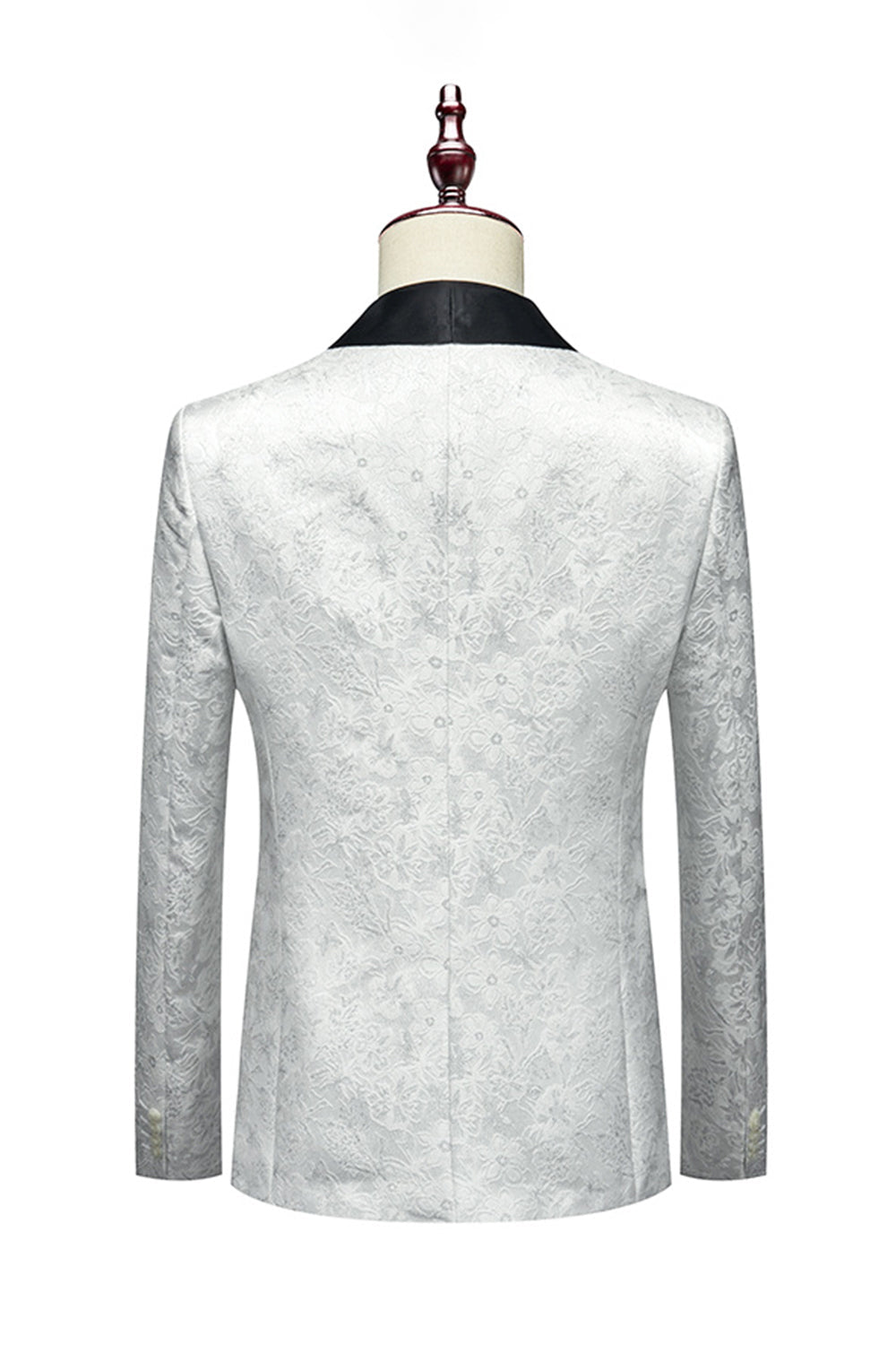 Blanc Jacquard Châle Lapel 3 Pièces Costumes Homme