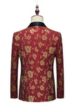Red Jacquard Shawl Lapel 3 Pièces Costumes Homme