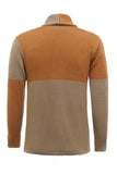 Patchwork marron Châle Col Manches Longues Homme Cardigan Pull