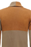 Patchwork marron Châle Col Manches Longues Homme Cardigan Pull