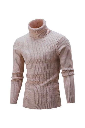 Navy Men’s Slim Fit Col Roulé Casual Twisted Knitted Pullover Pullers