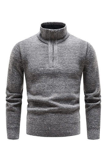 Burgundy Men’s Casual Stand Collar Sweater