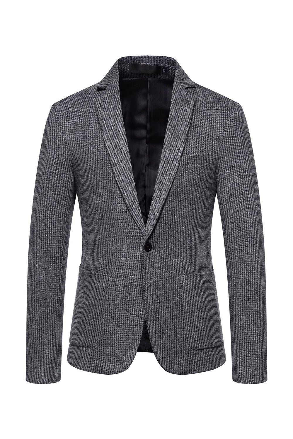 Khaki Tweed Un bouton Revers cranté Blazer pour hommes