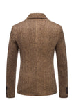 Khaki Tweed Un bouton Revers cranté Blazer pour hommes
