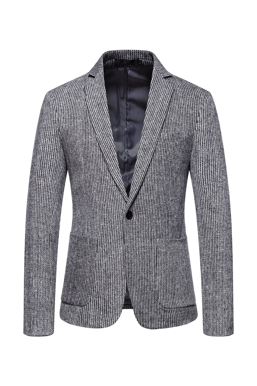 Khaki Tweed Un bouton Revers cranté Blazer pour hommes