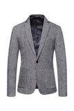Khaki Tweed Un bouton Revers cranté Blazer pour hommes