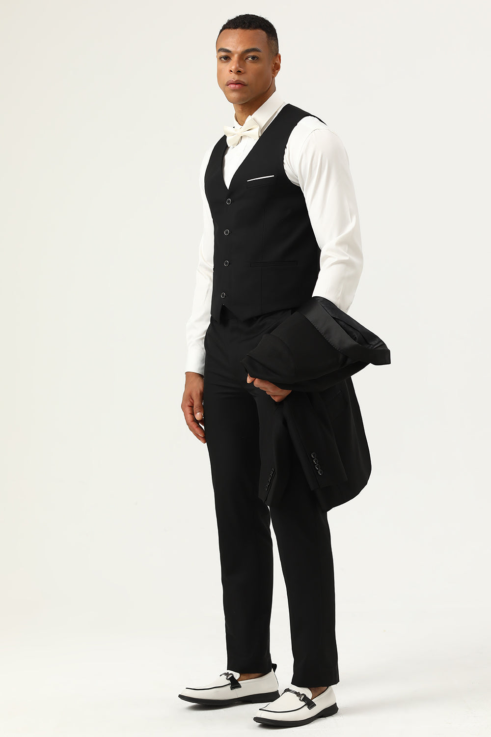 3 pièces Black Shawl Lapel Single Breasted Costume pour homme