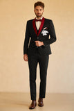 Costume de soirée homme noir rouge revers châle