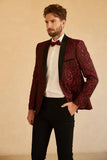 Châle bleu Revers Jacquard Blazer de bal masculin à un bouton