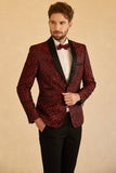 Châle bleu Revers Jacquard Blazer de bal masculin à un bouton