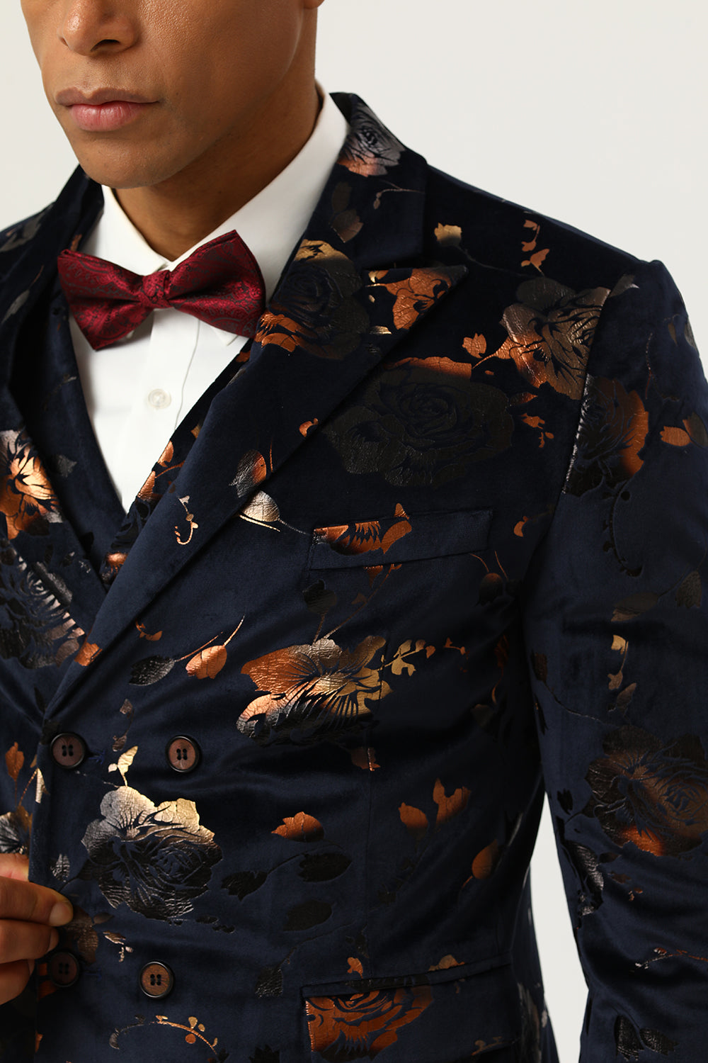 Revers noir à double poitrine Costumes de bal pour hommes