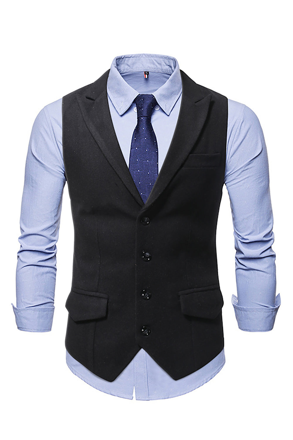 Peak Lapel Single Breasted Woolen Gilet pour homme