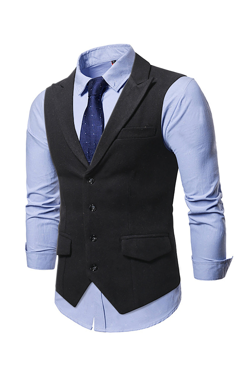 Peak Lapel Single Breasted Woolen Gilet pour homme