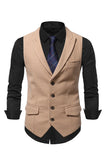 Peak Lapel Single Breasted Woolen Gilet pour homme