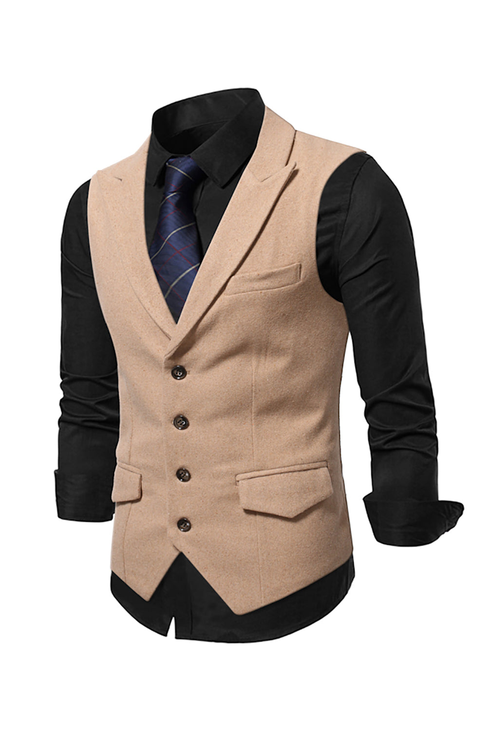 Peak Lapel Single Breasted Woolen Gilet pour homme