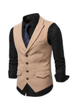 Peak Lapel Single Breasted Woolen Gilet pour homme