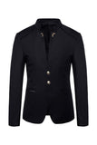 Navy Stand Collar Single Breasted Blazer pour hommes