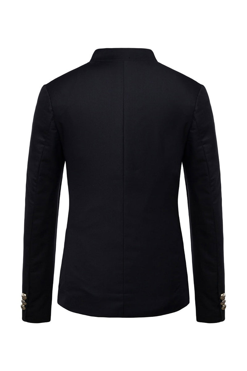 Charger l&#39;image dans la galerie, Navy Stand Collar Single Breasted Blazer pour hommes