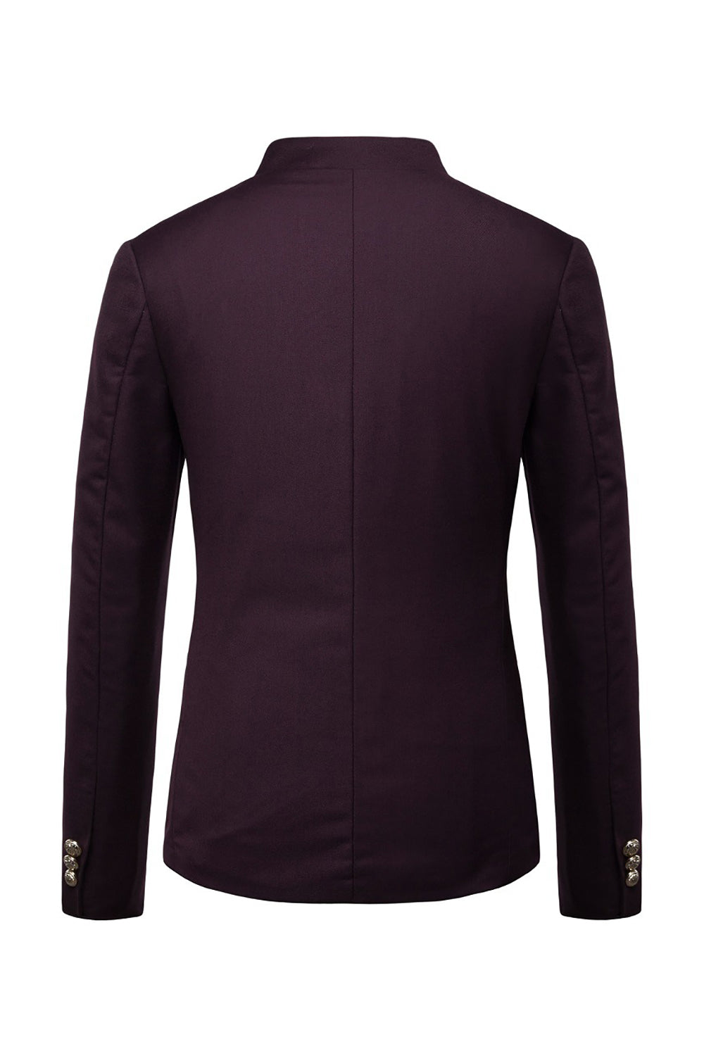 Navy Stand Collar Single Breasted Blazer pour hommes