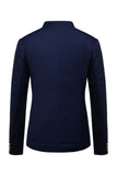 Navy Stand Collar Single Breasted Blazer pour hommes