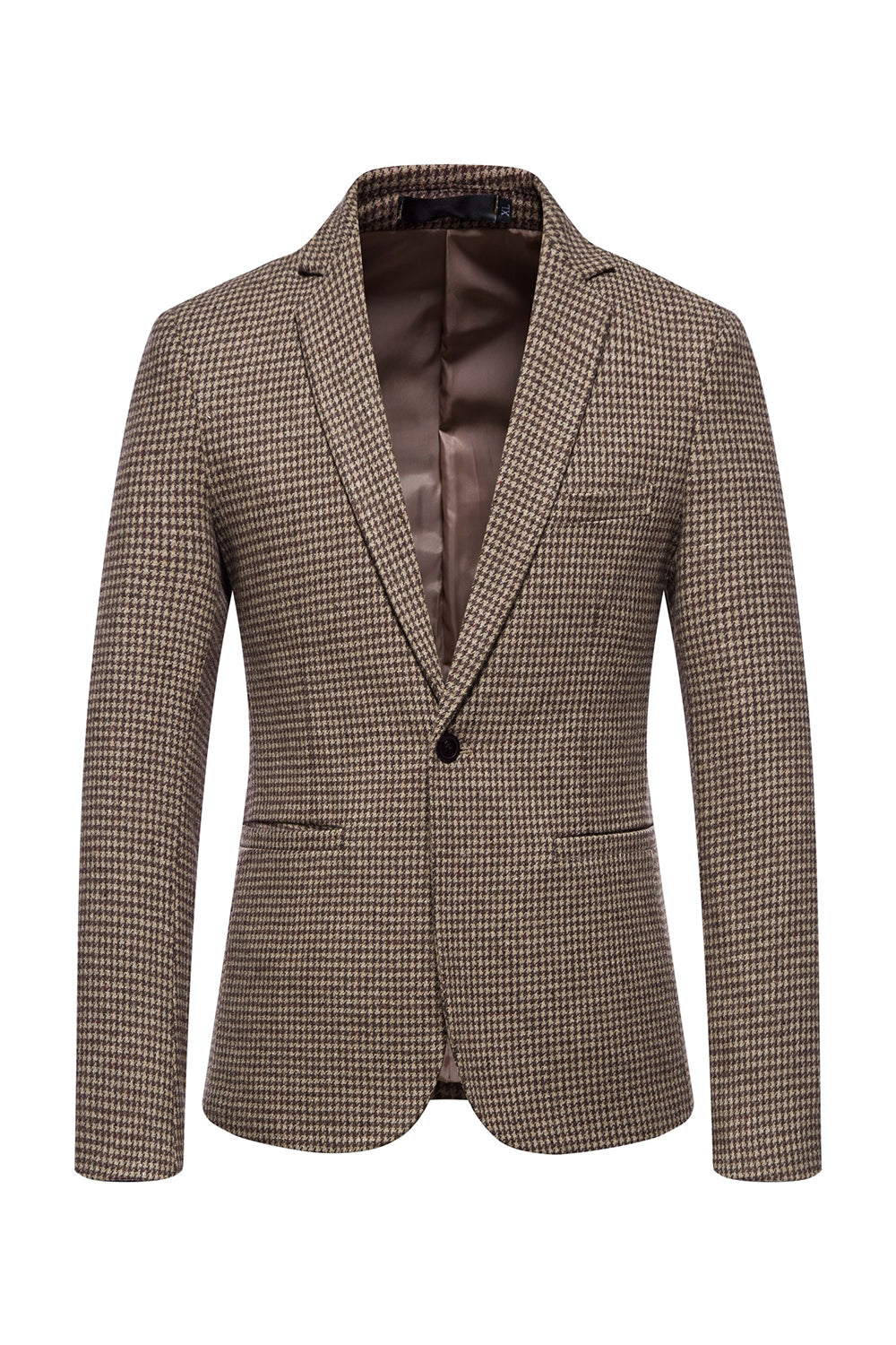 Khaki Plaid One Button Blazer pour hommes