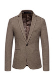 Khaki Plaid One Button Blazer pour hommes