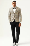 Paillettes de champagne scintillantes Revers crantées Blazer de bal pour hommes