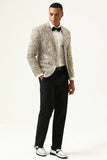 Paillettes de champagne scintillantes Revers crantées Blazer de bal pour hommes