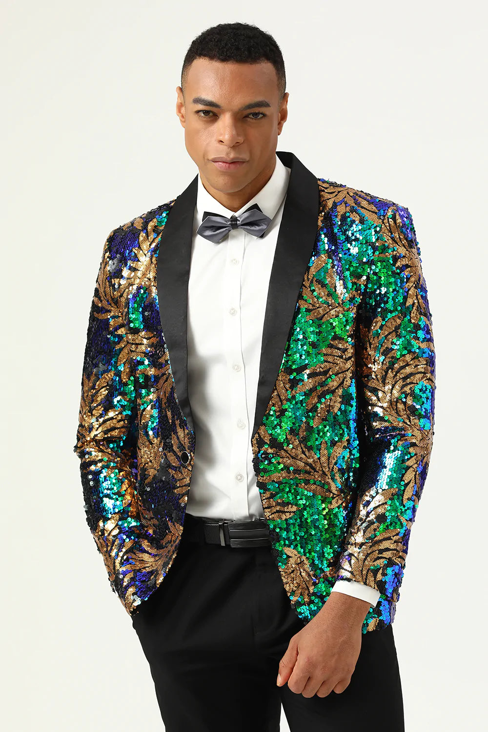 Paillettes vert foncé scintillantes Blazer de bal pour hommes